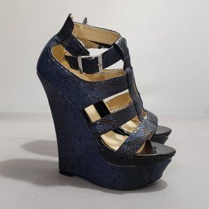 Shoe dazzle Pegah Faux Snakeskin Wedges Size 5.5